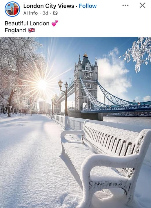 May be an image of Tower Bridge and text