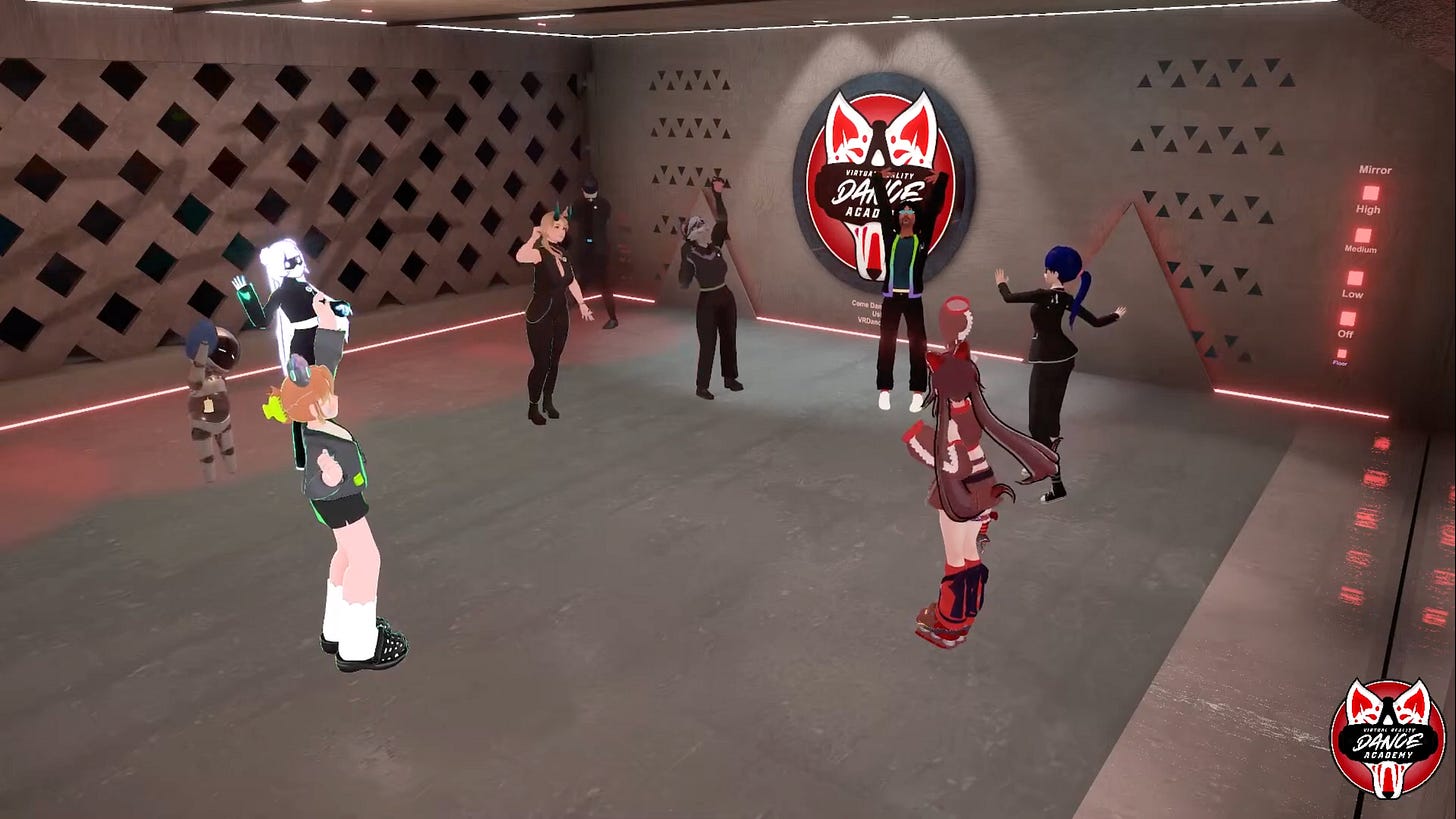 This is an image of everyone in class stretching and warming up before getting into improv skits.