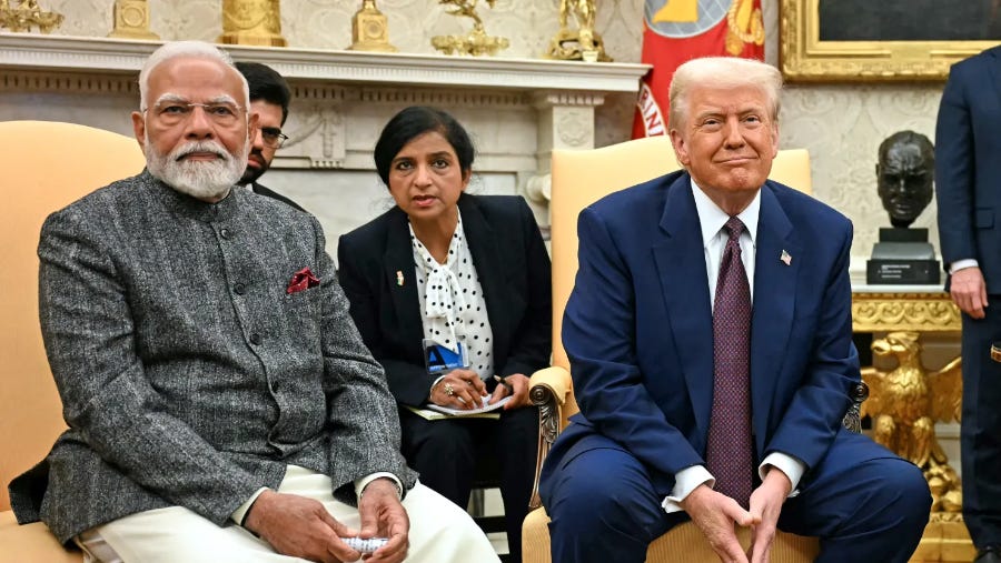 Tổng thống Mỹ Donald Trump tiếp Thủ tướng Ấn Độ Narendra Modi tại Nhà Trắng ngày 13/2/2025 - Ảnh: Getty Images Tổng thống Mỹ Donald Trump tiếp Thủ tướng Ấn Độ Narendra Modi tại Nhà Trắng ngày 13/2/2025 - Ảnh: Getty Images