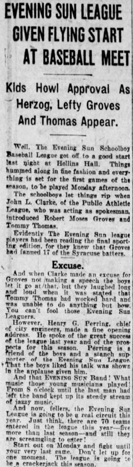 1923 Lefty Grove Baltimore Orioles