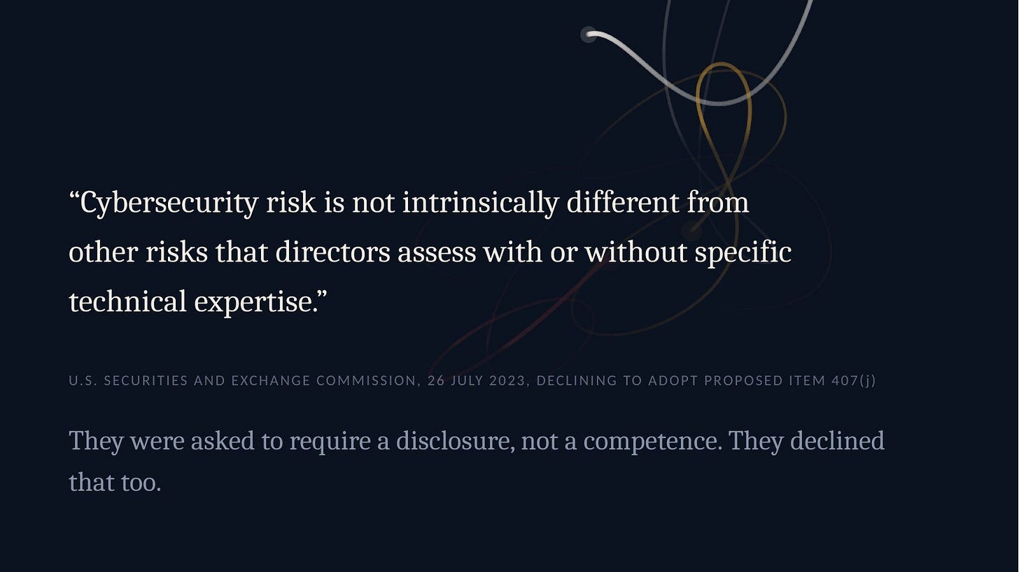 Slide 32: SEC on cybersecurity risk and directors Slide 32: SEC on cybersecurity risk and directors
