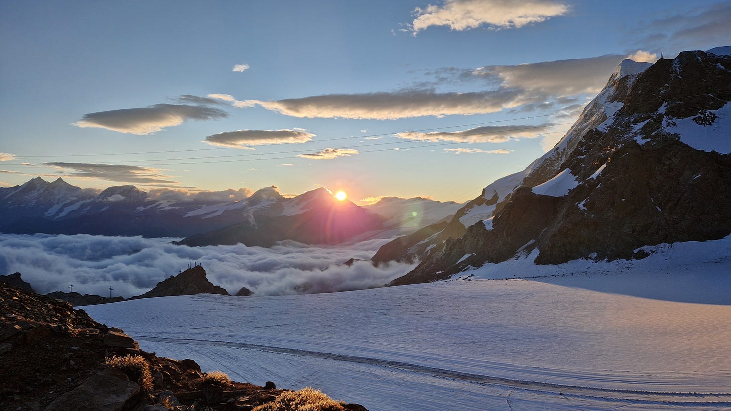 Sunrise over a snow-covered glacier Sunrise over a snow-covered glacier