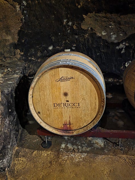 Wine caves, wine barrels