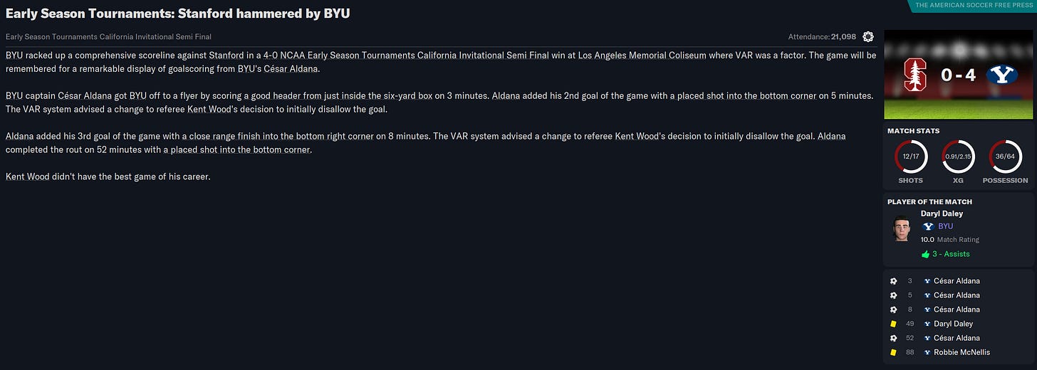 Football Manager 2023 Match Review