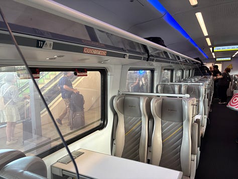 Brightline inside the train and exterior