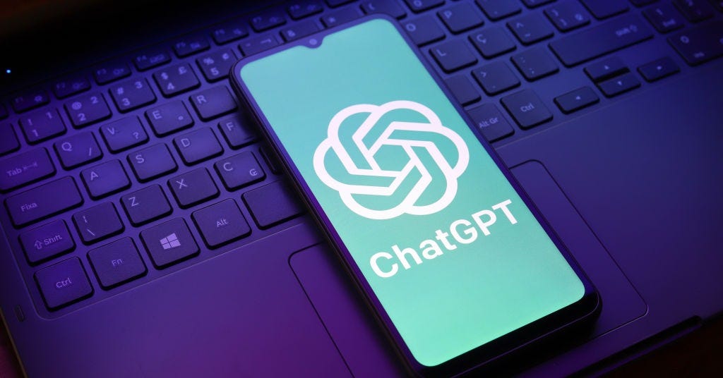 The ChatGPT logo appears on a smartphone screen