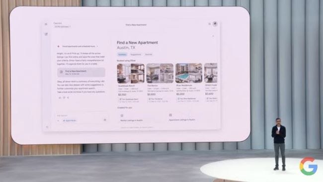 Agent Mode demo at Google I/O 2025 keynote. 