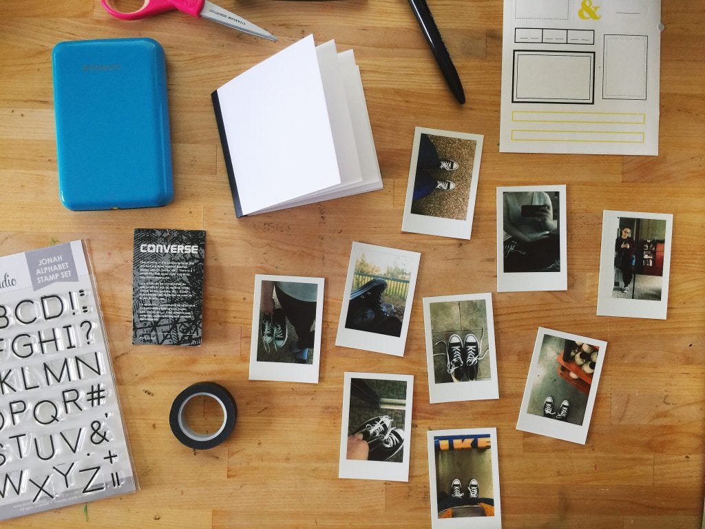 Today I'm sharing a quick DIY scrapbook crafted out of a single sheet of 8.5x11 paper. I'll teach you this simple method for creating art to share your own story. The topic of this mini-album is 'Shoe Selfies'. For this project, I've teamed up with Famous Footwear and their #stepforward campaign. We are both huge believers in championing women to be the best versions of themselves.