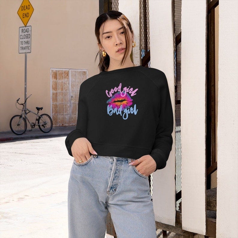 Good girl bad girl Women's Cropped Fleece Pullover image 1