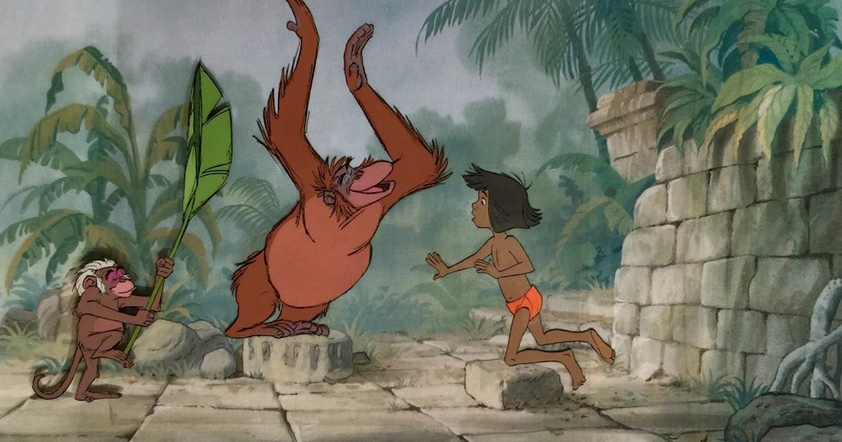 Animation Collection: Original Production Cels of King Louie, Mowgli, and a Flunky Monkey from "The Jungle Book," 1967 Animation Collection: Original Production Cels of King Louie, Mowgli, and a Flunky Monkey from "The Jungle Book," 1967