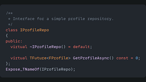 Service and Repo interfaces and implementations. Profile Model and example json
