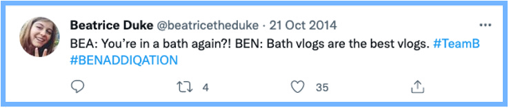 BEA: You're in a bath again?! | BEN: Bath vlogs are the best vlogs. #TeamB #BENADDIQATION