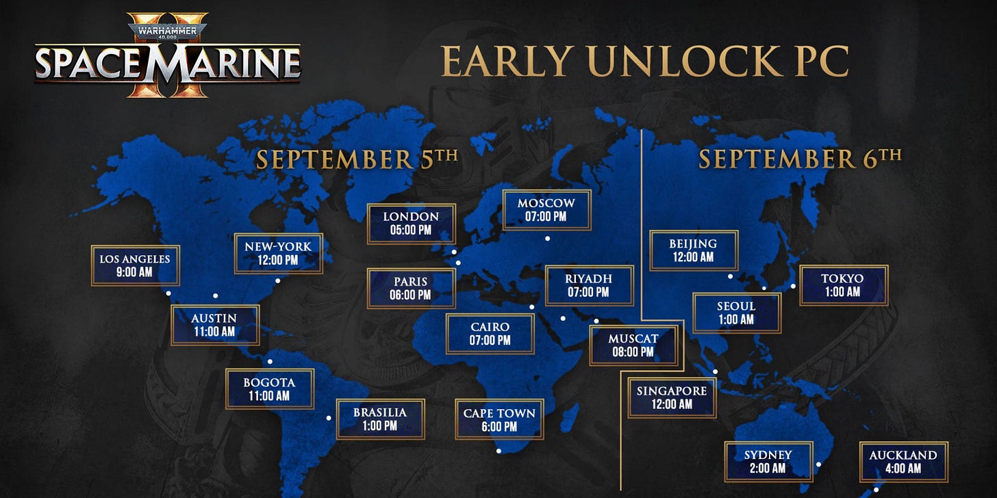 Space Marine 2 Release times Early unlock PC