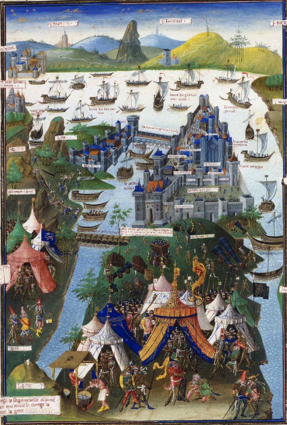 The Siege of Constantinople in 1453, miniature by Jean Le Tavernier The Siege of Constantinople in 1453, miniature by Jean Le Tavernier