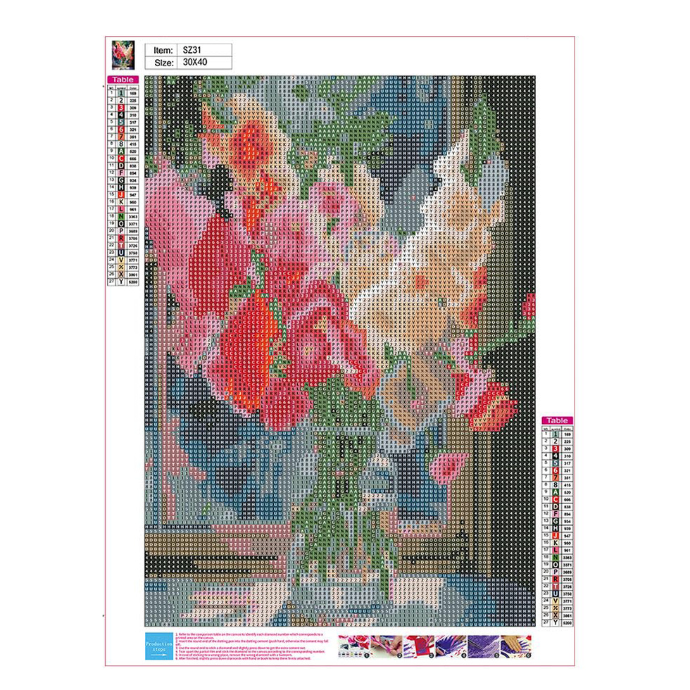 Flowers Diamond Dot Painting Kit