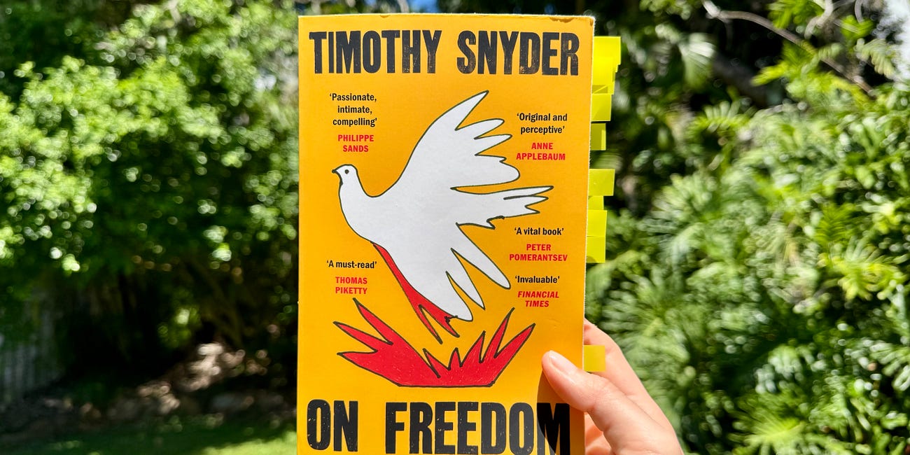 My Favourite Book of 2025: On Freedom, by Timothy Snyder