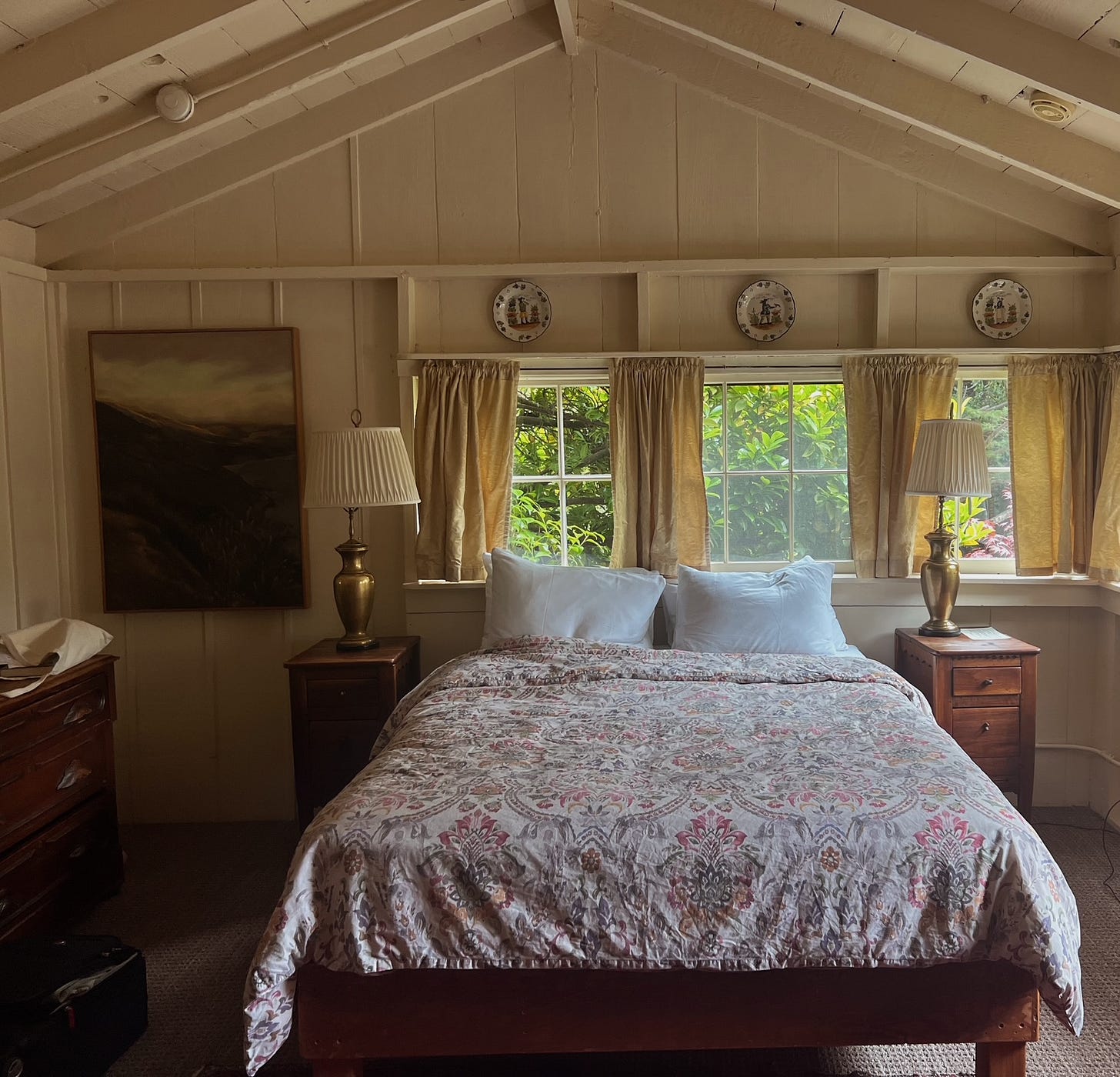 Cozy, timeless furnishings in a guest room at Deetjen's Big Sur Inn