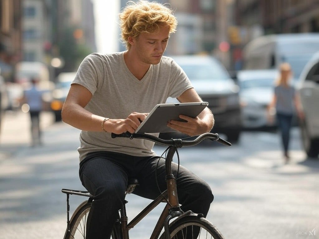 Startup Founder working remotely on a bike! Startup Founder working remotely on a bike!