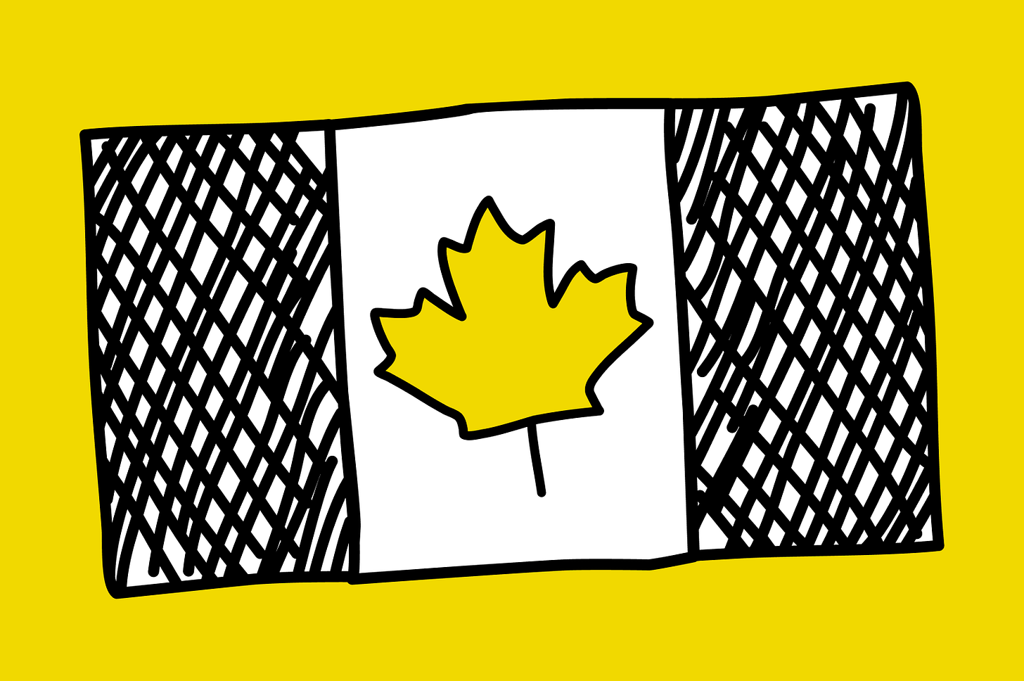 Canada is Talking logo: a cartoon sketch version of a Canadian flag