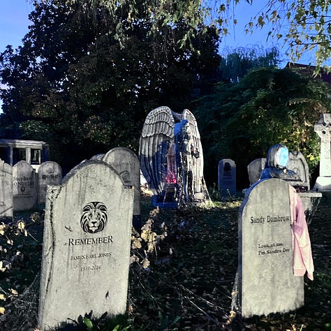 Tombstones, skeletons, and graveyard