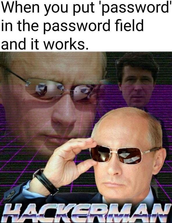 When you put 'password' in the password field and it works | Russian  Interference in the 2016 United States Presidential Election | Know Your  Meme