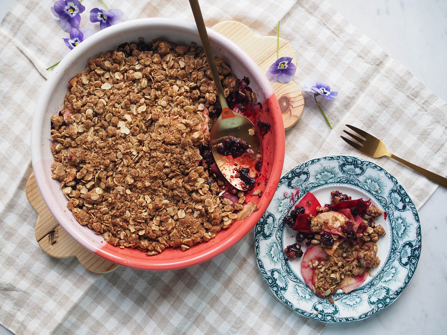 Apple and Blackcurrant Crumble