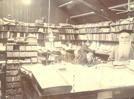 James Murray and colleagues in his scriptorium