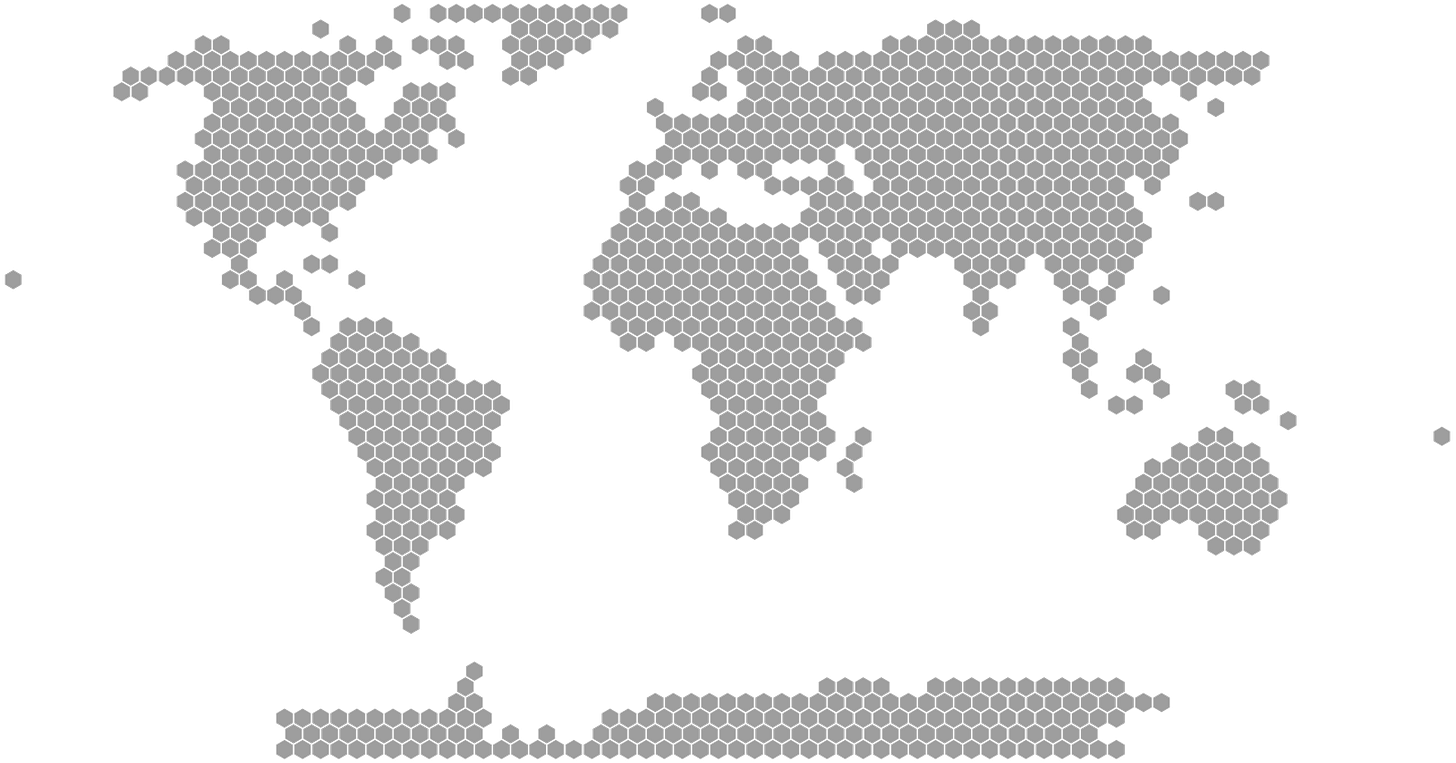 World map made of hexagons