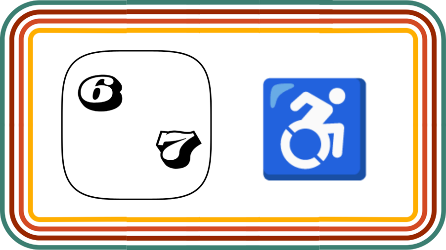 On the left, is '6' above & '7' below to represent the 6-7 trend, & on the right, the Accessible Icon depicts a person on a wheelchair leaning forward. On the left, is '6' above & '7' below to represent the 6-7 trend, & on the right, the Accessible Icon depicts a person on a wheelchair leaning forward.