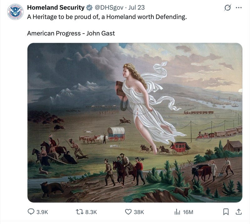 A Heritage to be proud of, a Homeland worth Defending. American Progress - John Gast