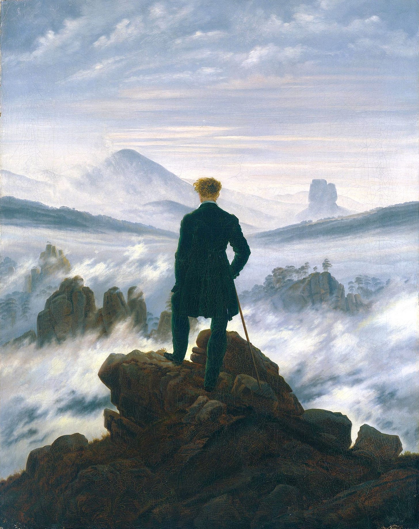 Eine Ikone des Gehens: der Wanderer über dem Nebelmeer (um 1817) von Caspar David Friedrich. Eine Ikone des Gehens: der Wanderer über dem Nebelmeer (um 1817) von Caspar David Friedrich.