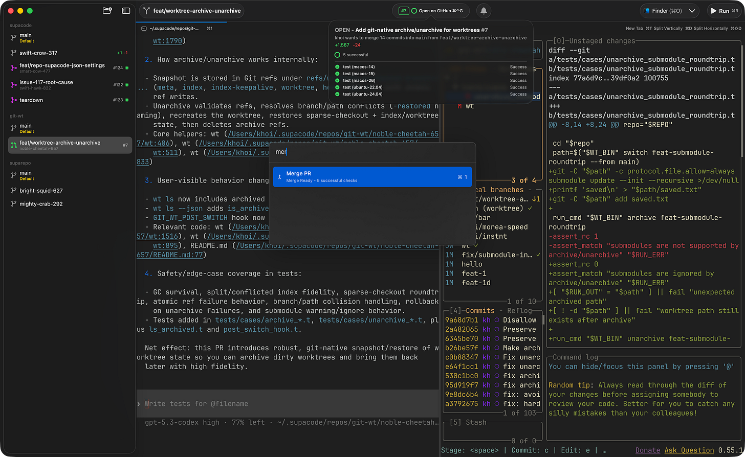 Supacode running multiple coding agents in parallel