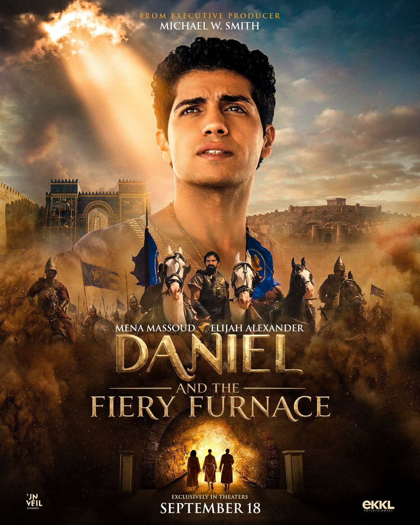 May be an image of text that says 'FROMEXICUTIVEPRODUCER FROM EXECUTIVE PRODUCER MICHAEL MICHAELW.SMITH W. SMITH MENA MASSOUD FELIJAH MENVAMASSOUD@HLIJAHALEXANDER 我 ALEXANDER DANIEL AND ANDTHE- THE FIERY FURNACE JN VEIL MESn EXCLU EXCLUSIVELYINTHEATERS CLUSIVELYI SIVELY THEATERS SEPTEMBER 18 eKKL'
