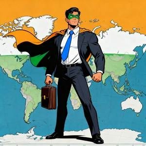 India as the Unexpected Hero: Superhero Accountant with Briefcase India as the Unexpected Hero: Superhero Accountant with Briefcase