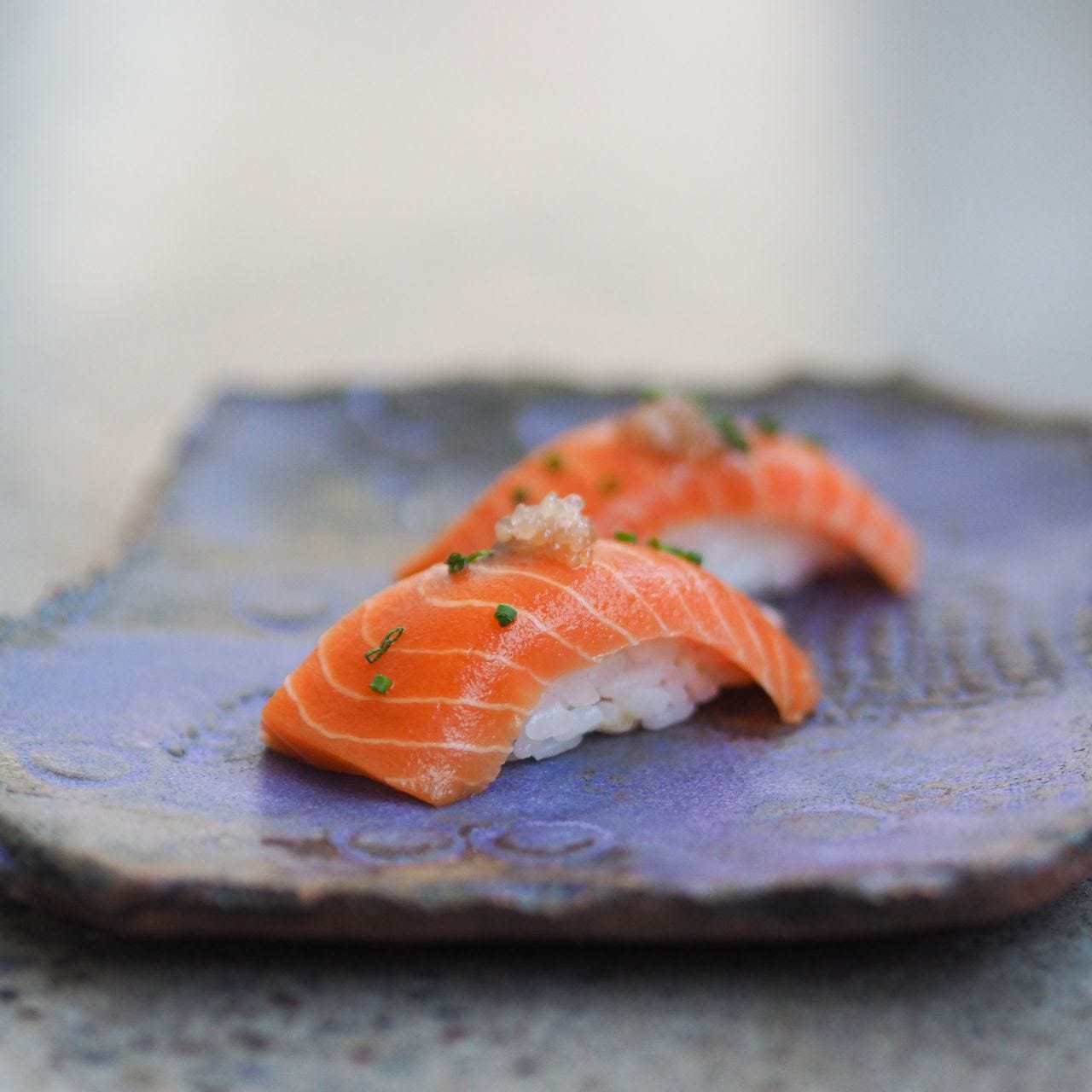 Wildtype’s sushi-grade, cell-cultivated salmon. It takes about two weeks to create a 220-gram, uniformly cut block of fish. (Business Wire/AP)