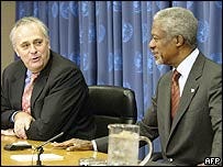 Mark Malloch Brown (left) and Kofi Annan at the UN headquarters in New York on 3 January 2005 Mark Malloch Brown (left) and Kofi Annan at the UN headquarters in New York on 3 January 2005