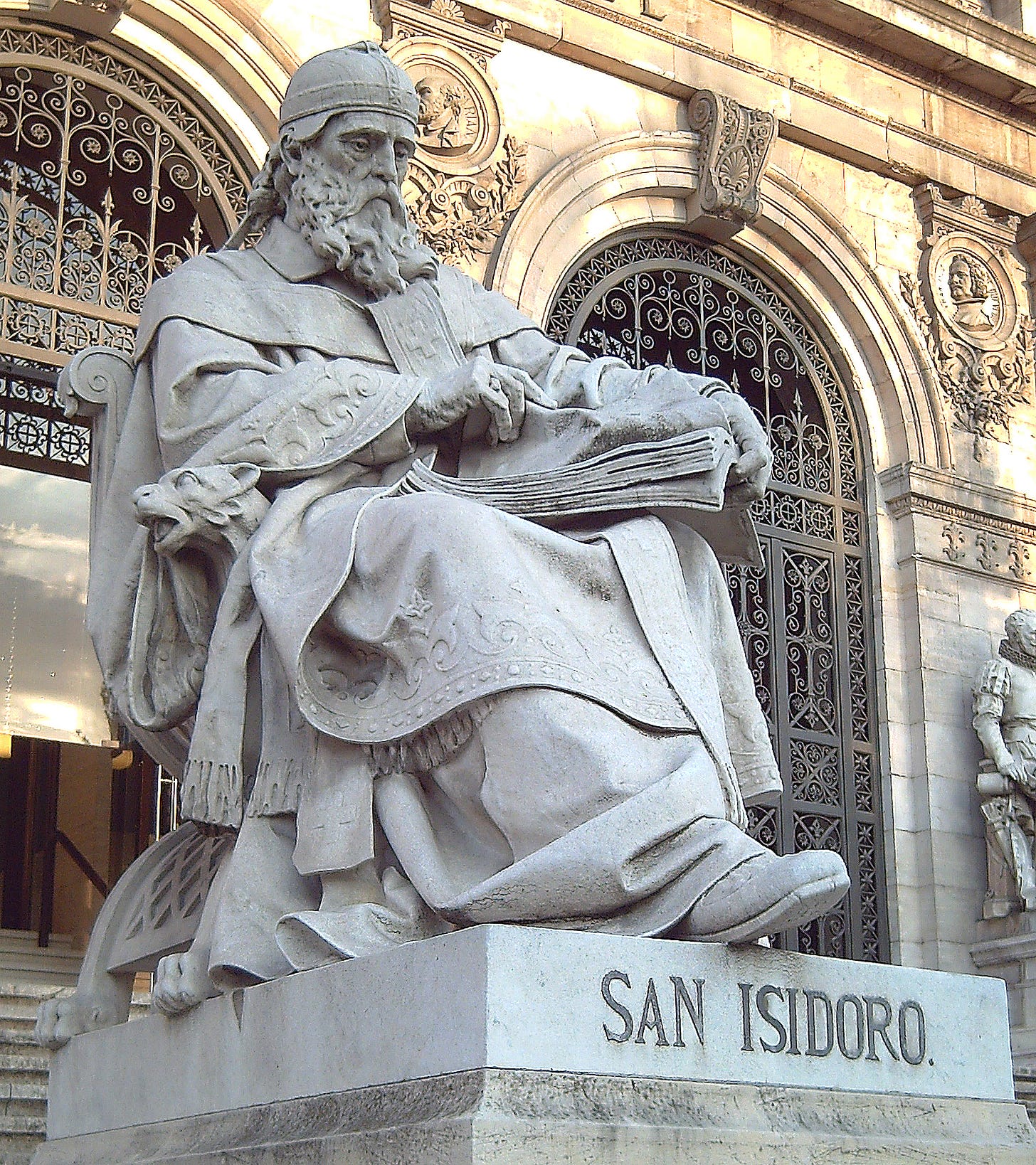 A statue of Isidore of Seville in Madrid