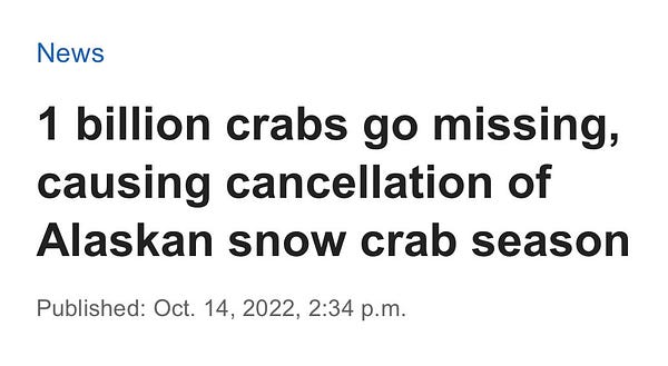 News
1 billion crabs go missing, causing cancellation of Alaskan snow crab season
