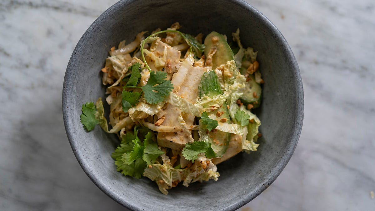 green bean and tofu salad with peanut dressing crunch cabbage CHAMPAGNE PLUS SIZE PROM GOWN