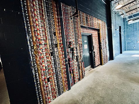 signs, lights, tables, chairs, sky