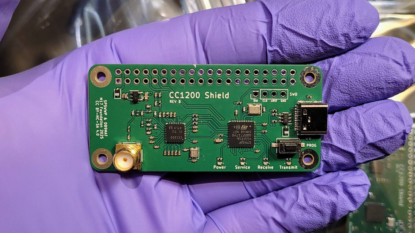 Front of the CC1200 board in my hand