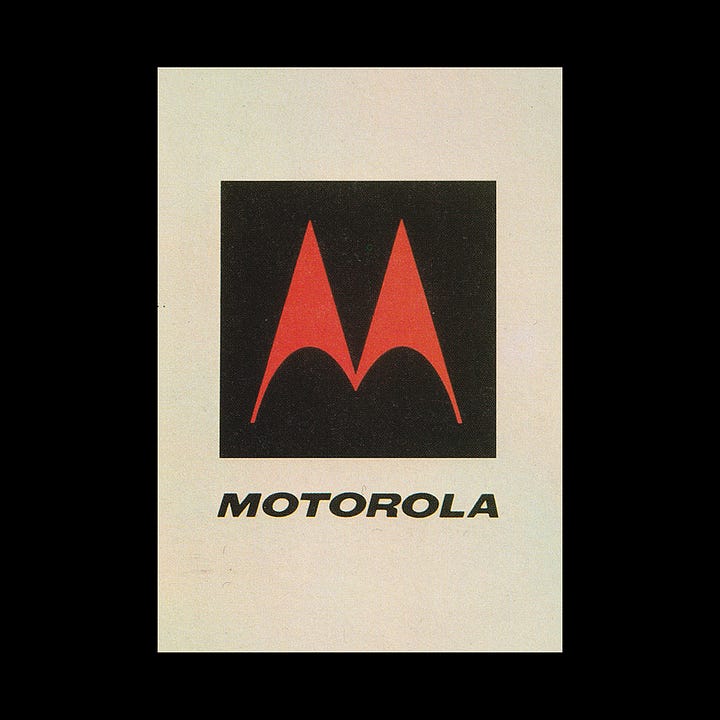 Motorola logo design 1955, Thomas Miller, Morton Goldsholl Associates, Logo HistoriesMotorola logo design 1955, Thomas Miller, Morton Goldsholl Associates, Logo Histories