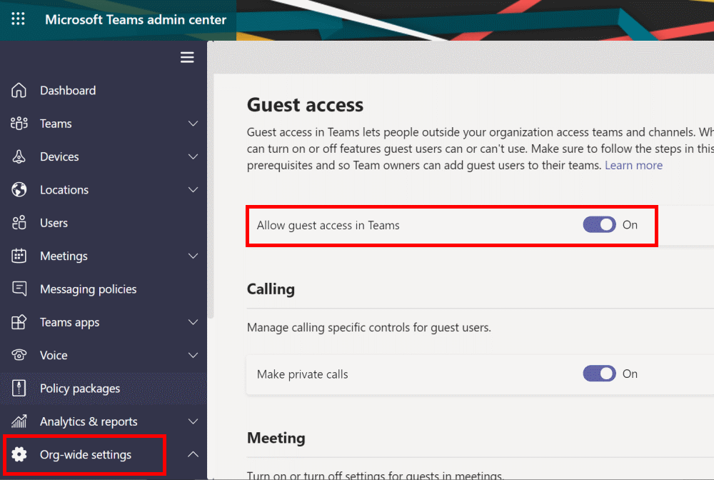 Impostazione del guest access in Microsoft Teams Impostazione del guest access in Microsoft Teams