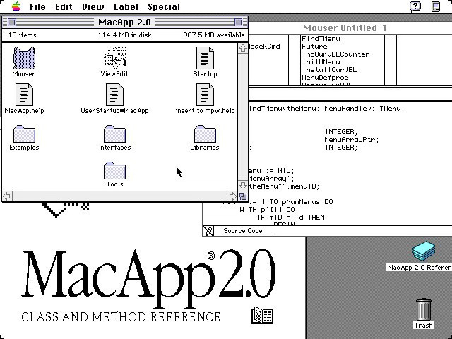 Screenshot showing Apple's MacApp programming library