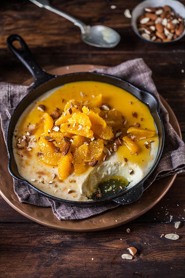 baked yoghurt with spicy oranges