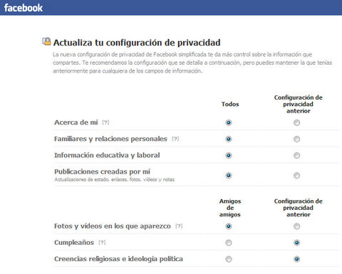 Opciones de privacidad en Facebook Opciones de privacidad en Facebook