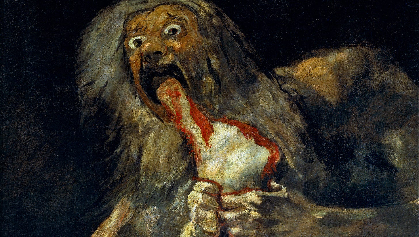 Francisco de Goya, Saturno devorando a su hijo (1819-1823) from Wikimedia Commons