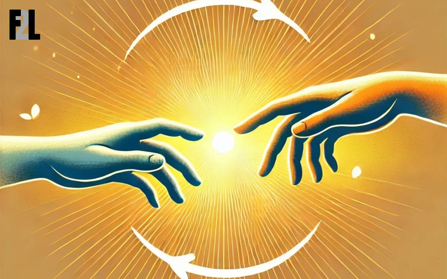 image of two hands almost touching, like Michelangelo's Creation of Adam