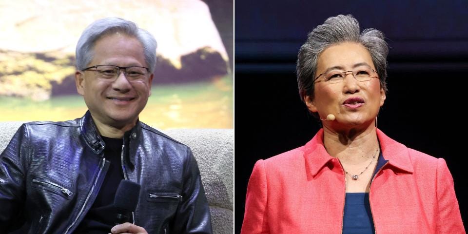 Nvidia CEO Jensen Huang and AMD CEO Lisa Su