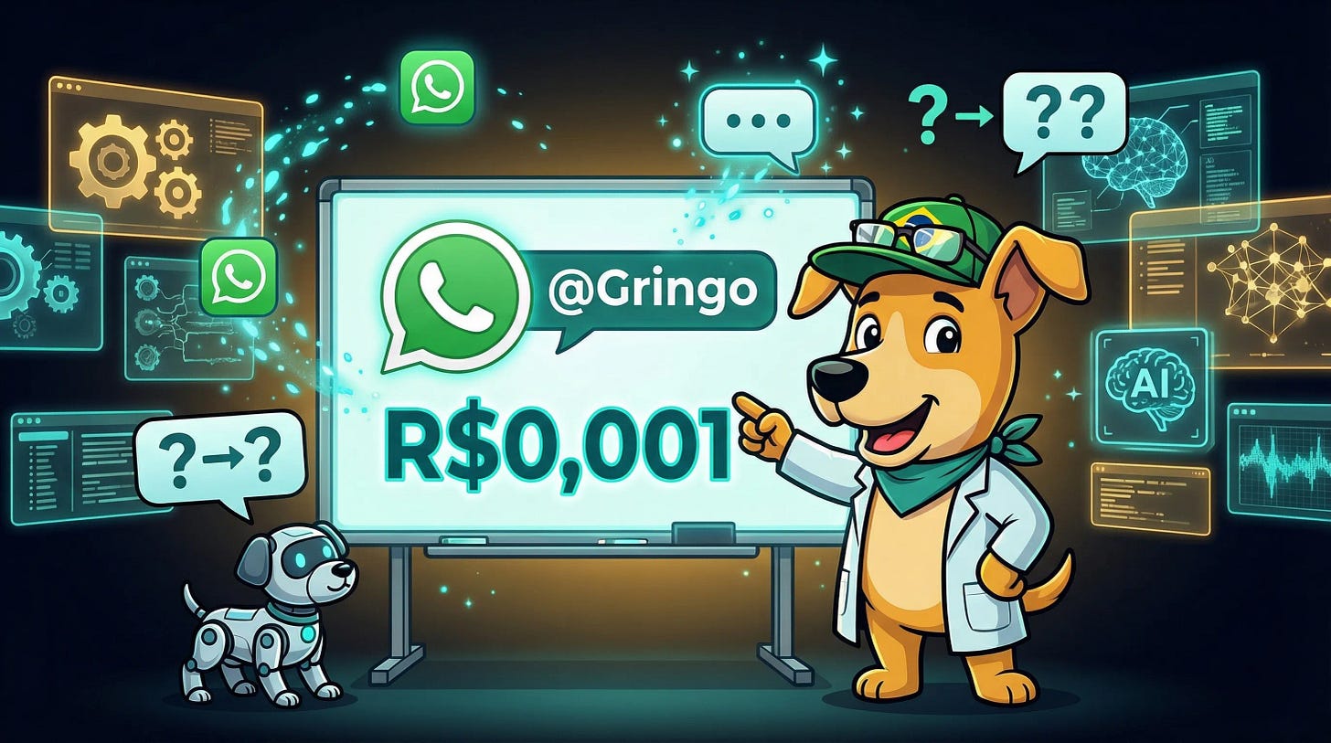 Gringo apresentando o bot de WhatsApp